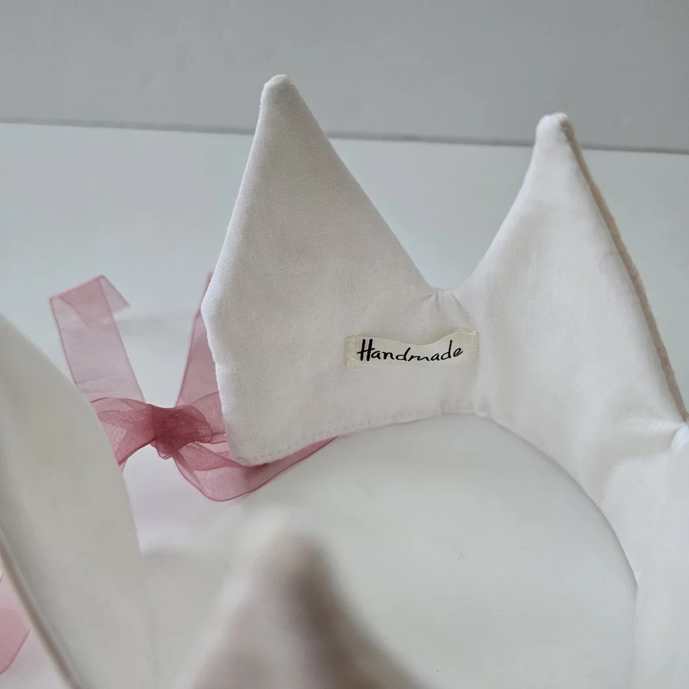 NEW Handmade Girl Dusty Pink Embroidered Lace Fabric Baby Birthday Crown